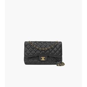 CHANEL Jumbo Black Caviar Classic Bag C-A29095